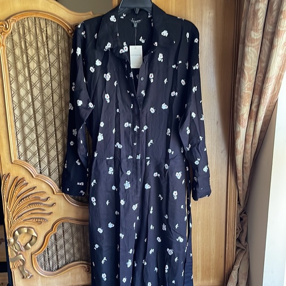 Logan Daisy Print Long Sleeve Cotton Jumpsuit In Black Multi - Picture 5 of 14